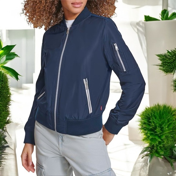 NEW Women's Levi’s Navy Blue Flight Bomber Jacket - Picture 12 of 16
